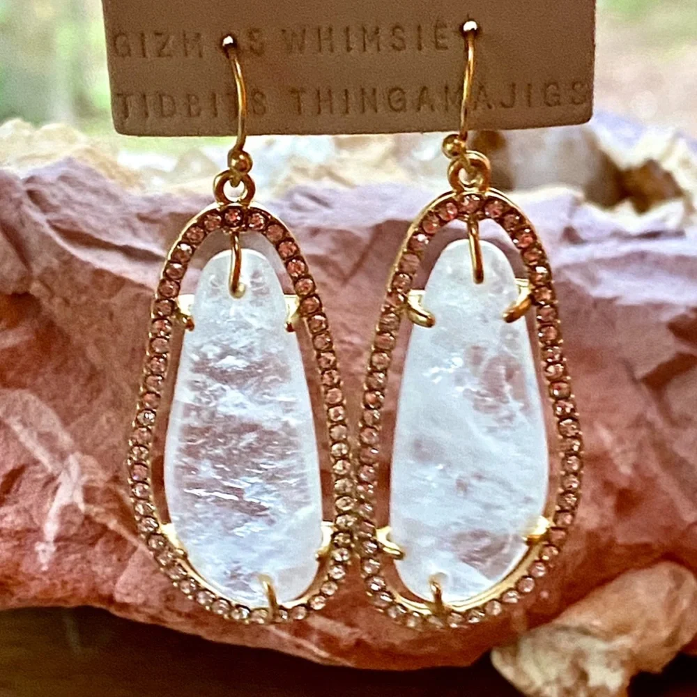 NWT Anthropologie Sohla Moonstone Crystal Earrings - Picture 5 of 14